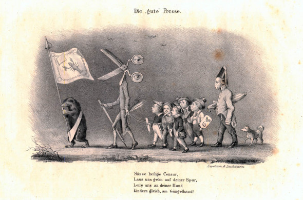 Karikatur "Die gute Presse" (1847); Aus: https://commons.wikimedia.org/wiki/File:Die_gute_Presse.jpg